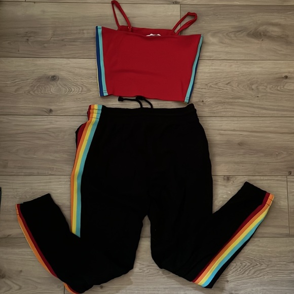 Rainbow cropped tank and pants set - Picture 2 of 2